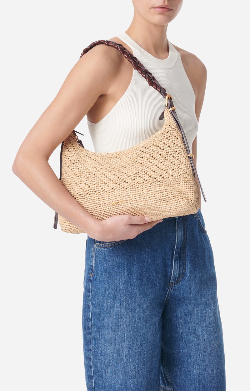 Small Jess Raffia Hobo Bag Made in Madagascar Natural Vanessa Bruno