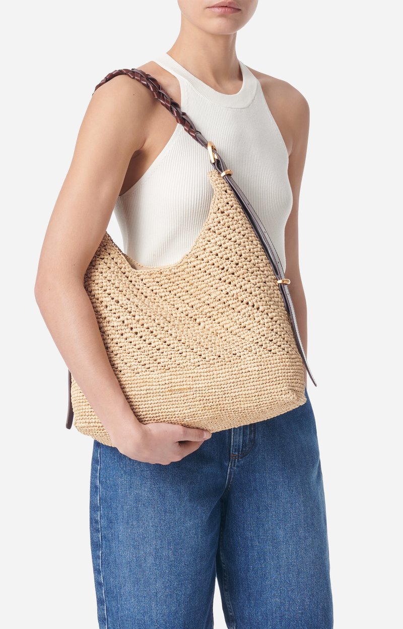 Large Jess Raffia Hobo Bag Made in Madagascar Natural Vanessa Bruno