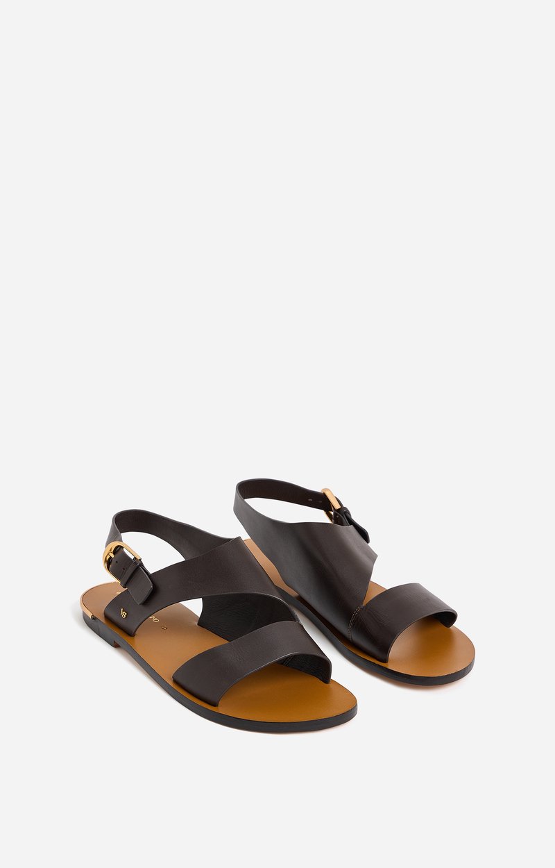 Flat Sandal Cowhide Leather, Vegetable Tanned Ebony Vanessa Bruno