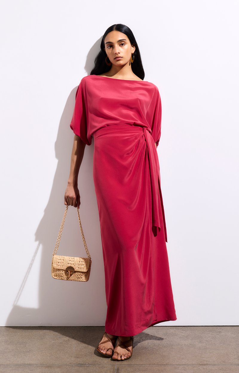Hibiscus Dress 100% Silk RASPBERRY Vanessa Bruno