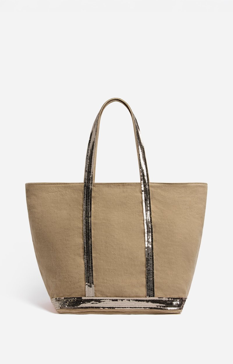 Linen L Zipped Cabas Tote Shoulder bag with zipper Mushroom Vanessa Bruno