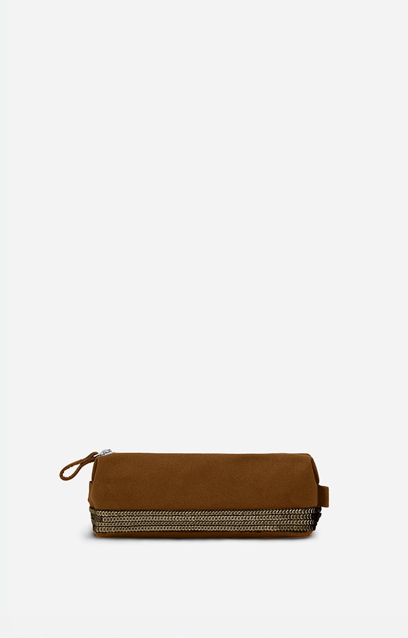 Canvas School Pouch, Sequined cotton canvas, pencil case size