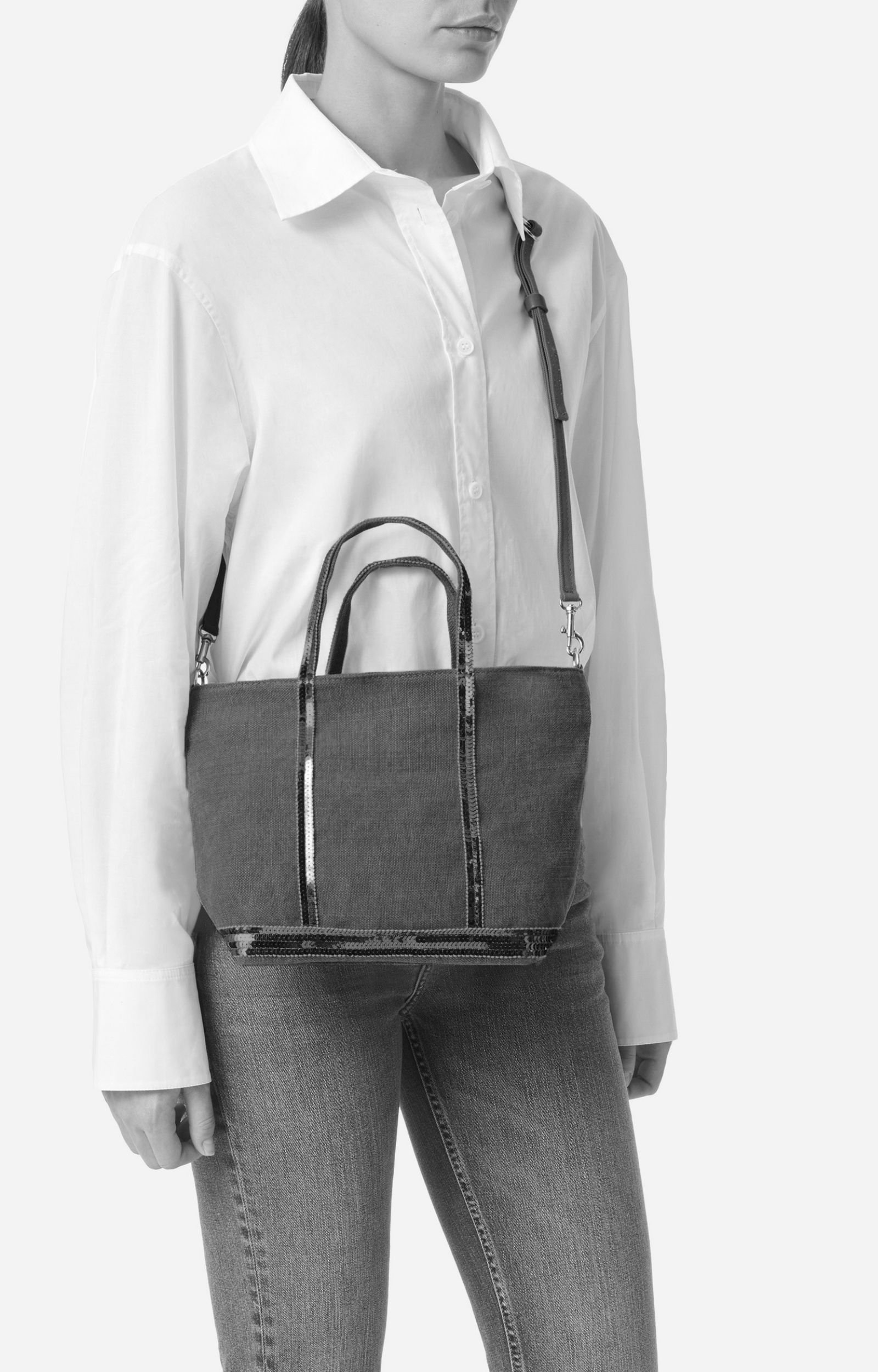 Linen S Zipped Cabas Tote Made in France, Crossbody Bag Aubergine Vanessa Bruno
