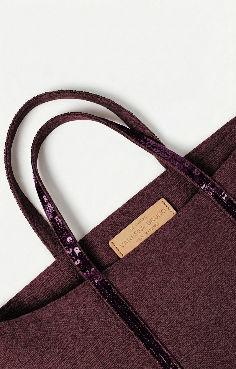 Linen S Zipped Cabas Tote Made in France, Crossbody Bag Aubergine Vanessa Bruno