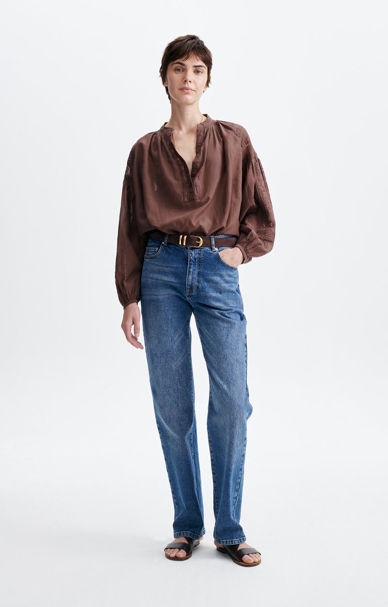 Nipoa Embroidered Blouse Cotton, Lace, and Handcrafted Embroidery Classic Brown Vanessa Bruno