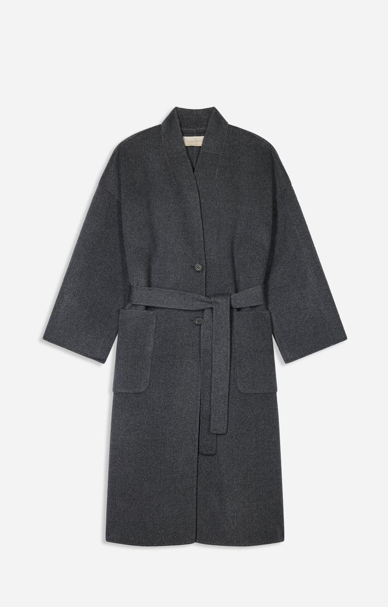 Bachir Long Coat Double-faced wool, belt, side slits HEATHER ANTHRACITE Vanessa Bruno