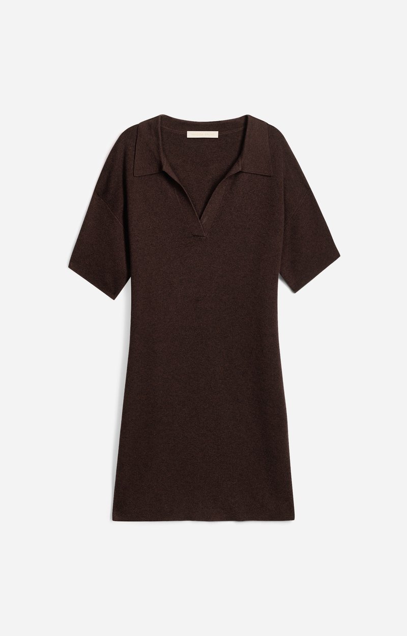 Hermosa Short Polo Dress 50% Cotton, 50% Merino, Polo Collar CHOCOLATE Vanessa Bruno