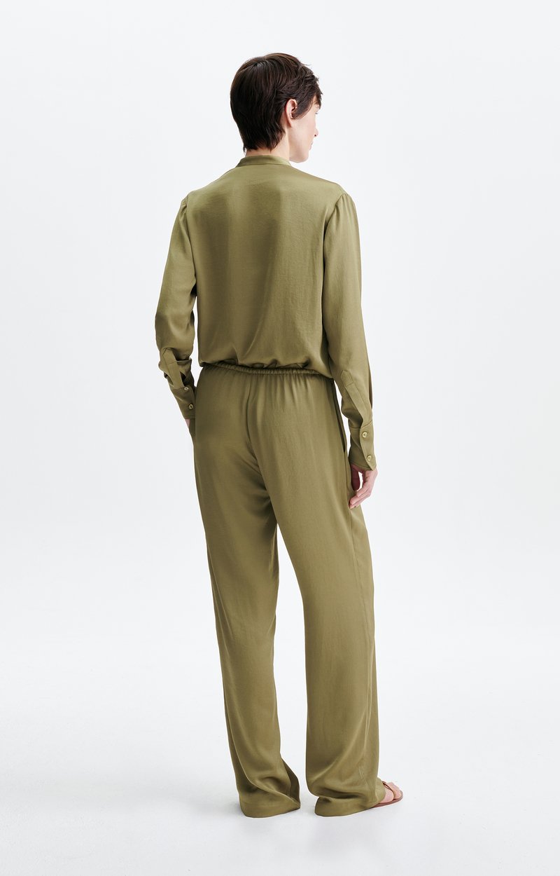 Gliff Flowy Pants Satin, straight cut, elastic waistband OLIVE Vanessa Bruno