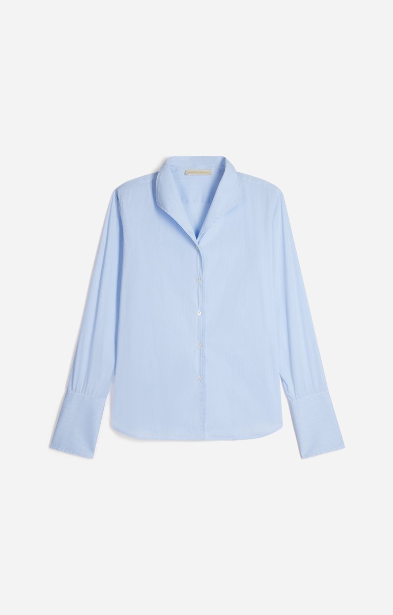 Hugo Striped Shirt, Striped Cotton, Stand-Up Collar, Fitted Cut