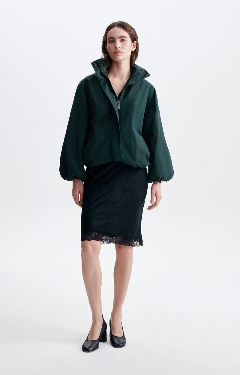 Hans Oversized Jacket, Oversized, zippered stand-up collar, petrol blue