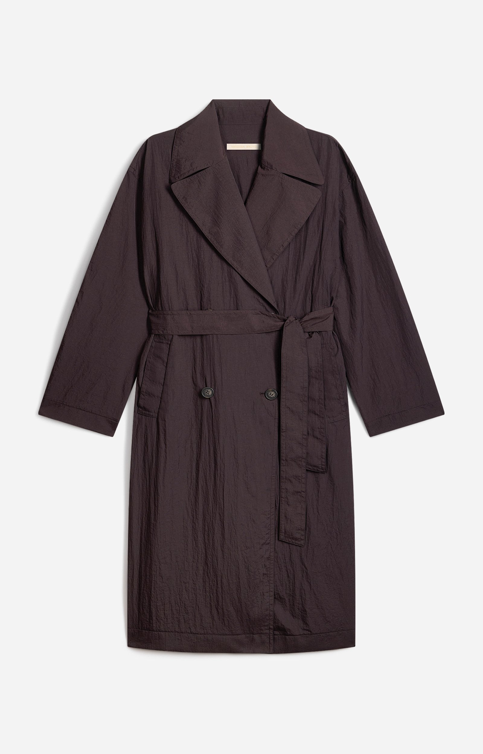 Hippolyte Oversized Trench Coat Crumpled texture, oversized, belted CHOCOLATE Vanessa Bruno
