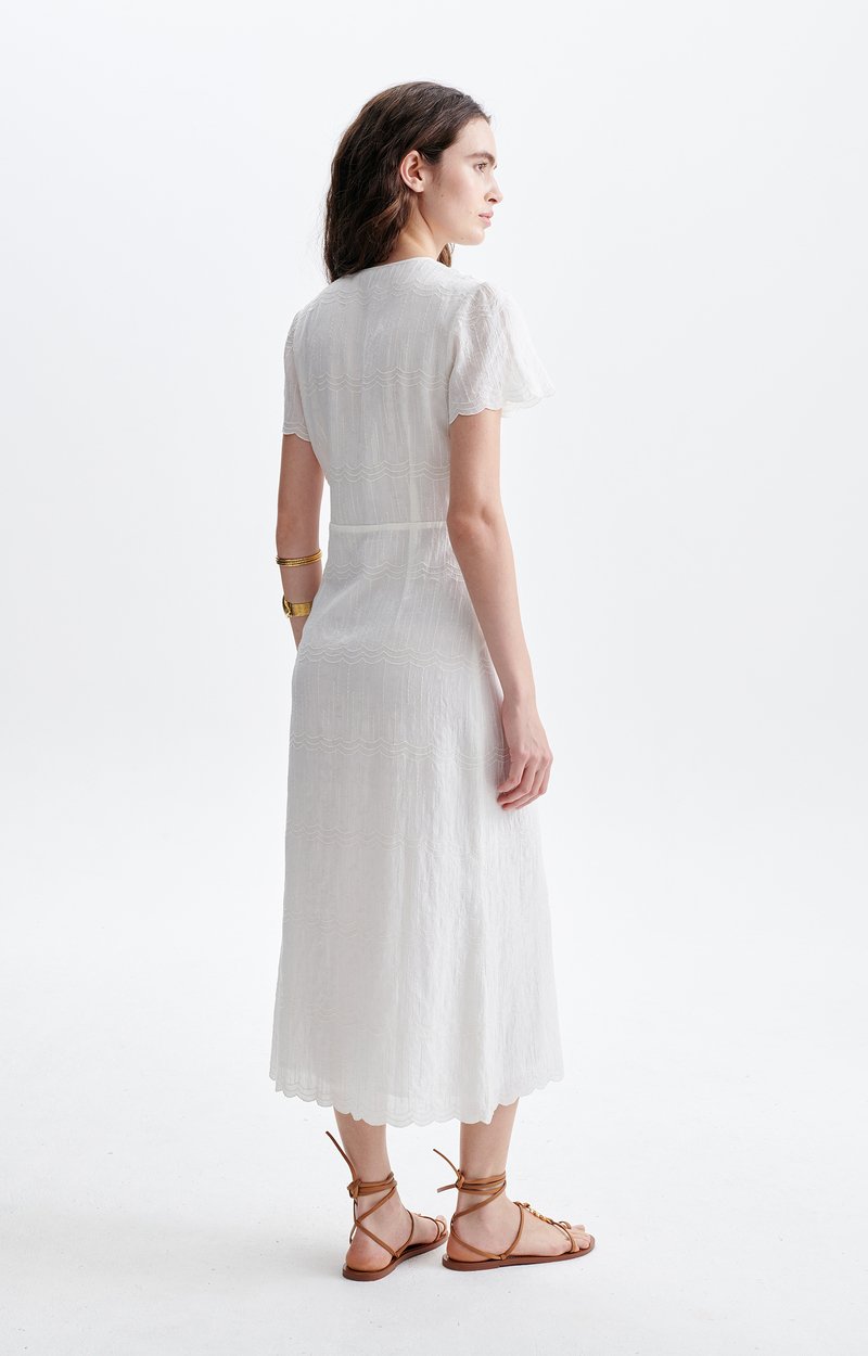 Helena Long Embroidered Dress Embroidered cotton, lined, V-neck, handcrafted ECRU Vanessa Bruno