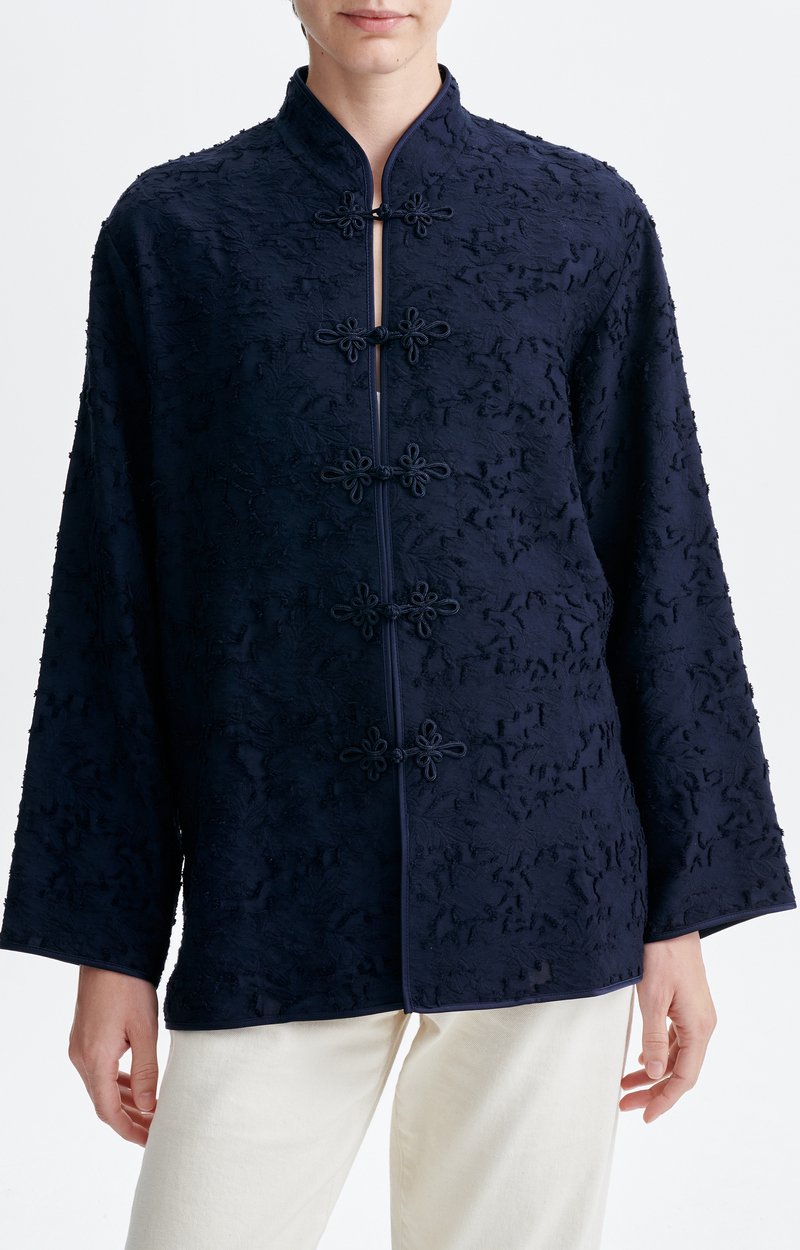 Hoshi Mandarin Jacquard Jacket Jacquard, mandarin collar, 5 brandebourgs Navy Blue Vanessa Bruno