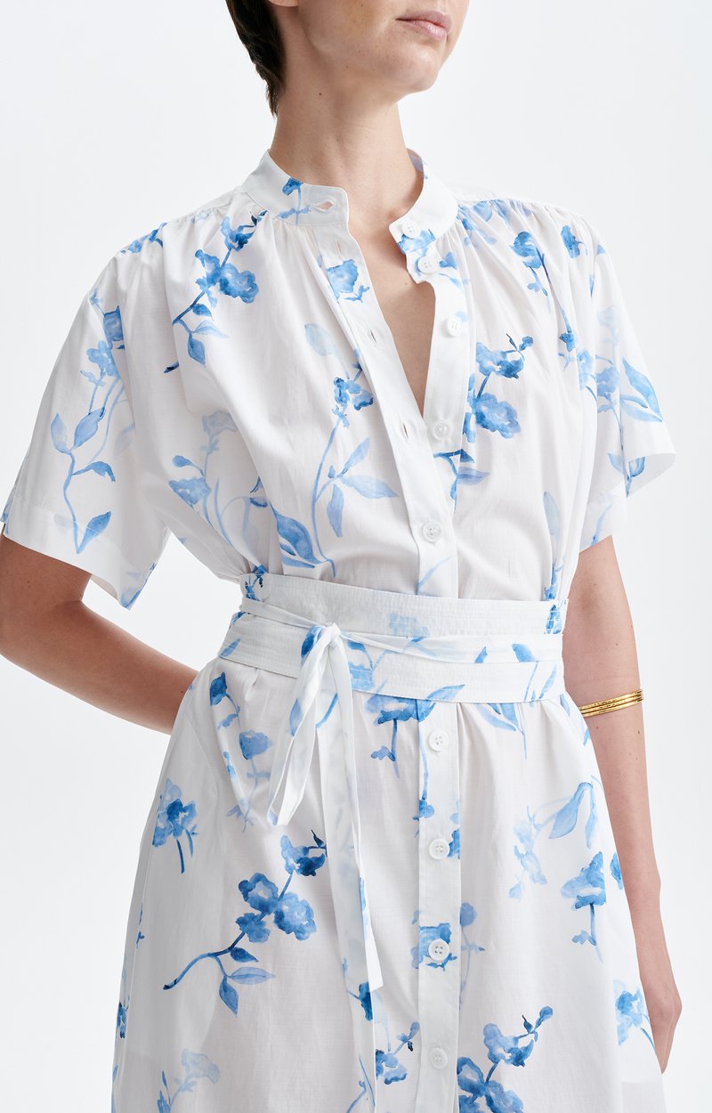Ghala Floral Shirt Dress Cotton voile, floral print, belted ECRU Vanessa Bruno