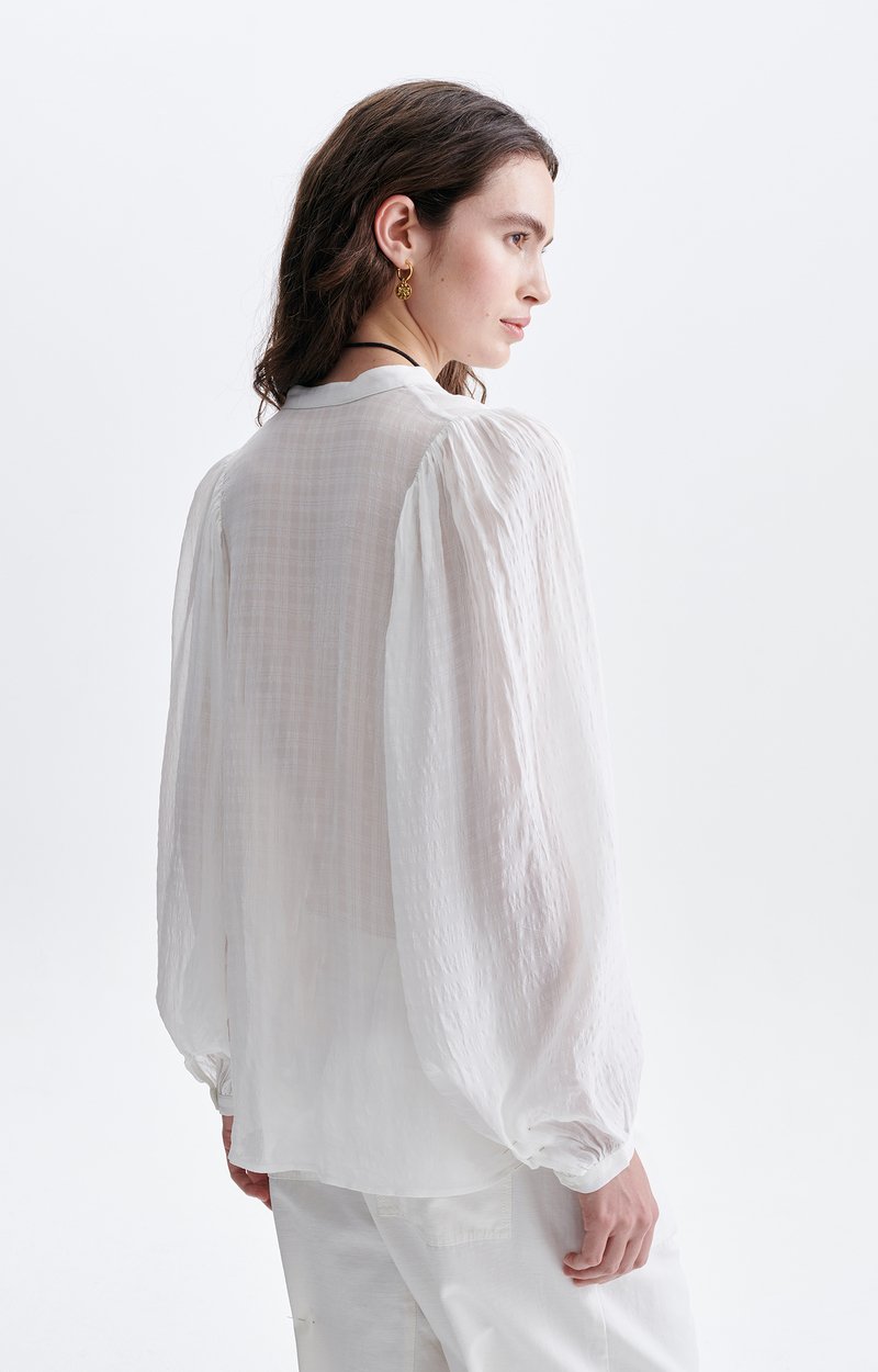 Haldo Embroidered Blouse Embroidered cotton, long buttoned stand-up collar ECRU Vanessa Bruno