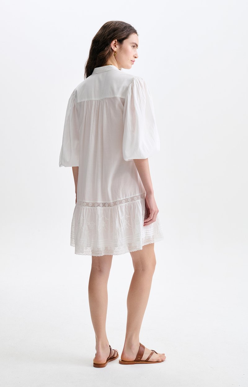 Haley Embroidered Dress Embroidered voile, lace, pintucks, white White Vanessa Bruno