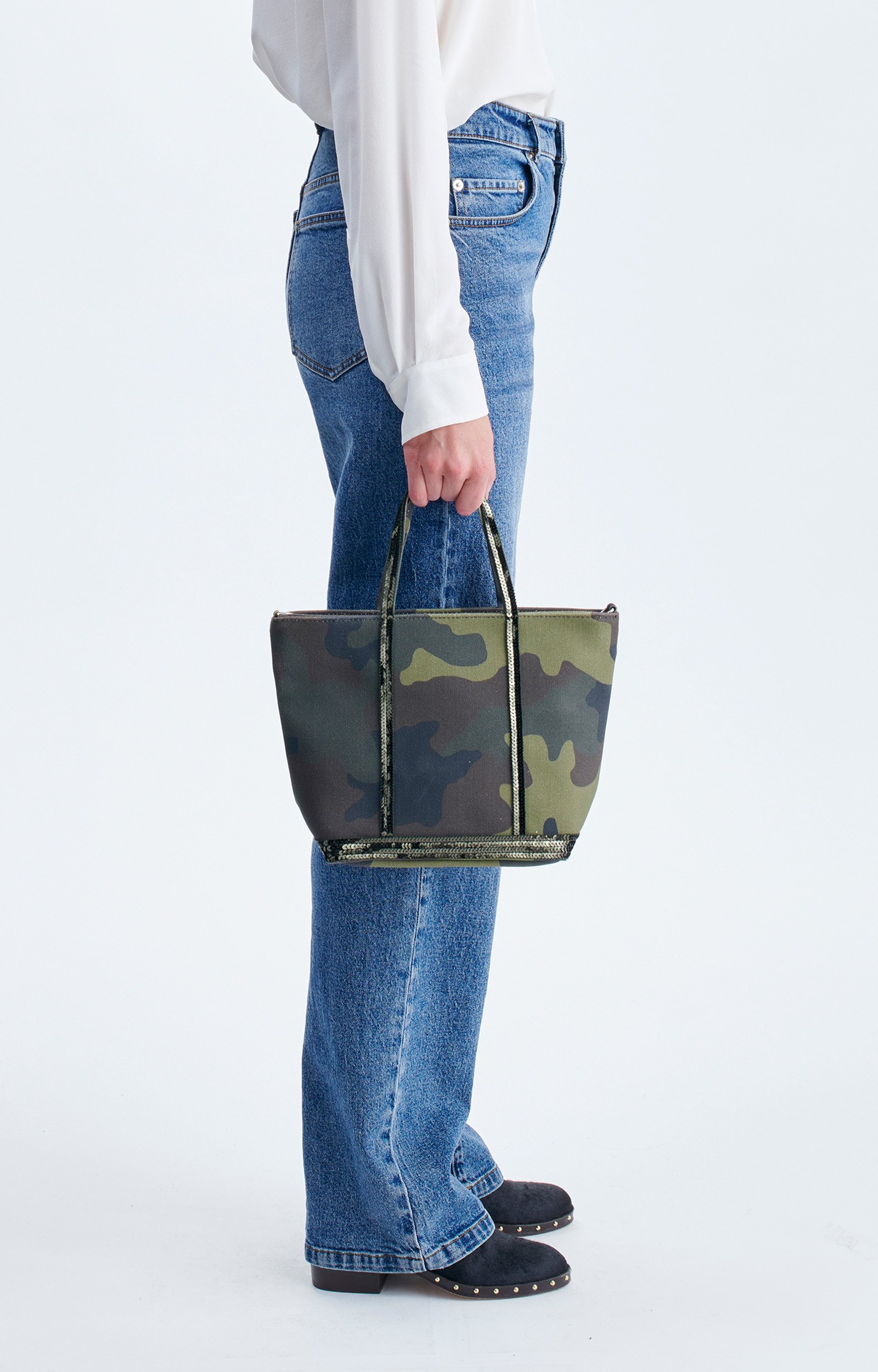 Canvas S Zipped Cabas Tote Made in France, Crossbody Bag MILITARY Vanessa Bruno