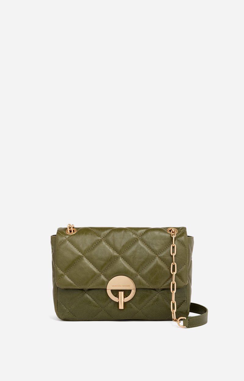 Large Cracked Leather Moon Bag Quilted crackled leather, made in Italy Wise Vanessa Bruno