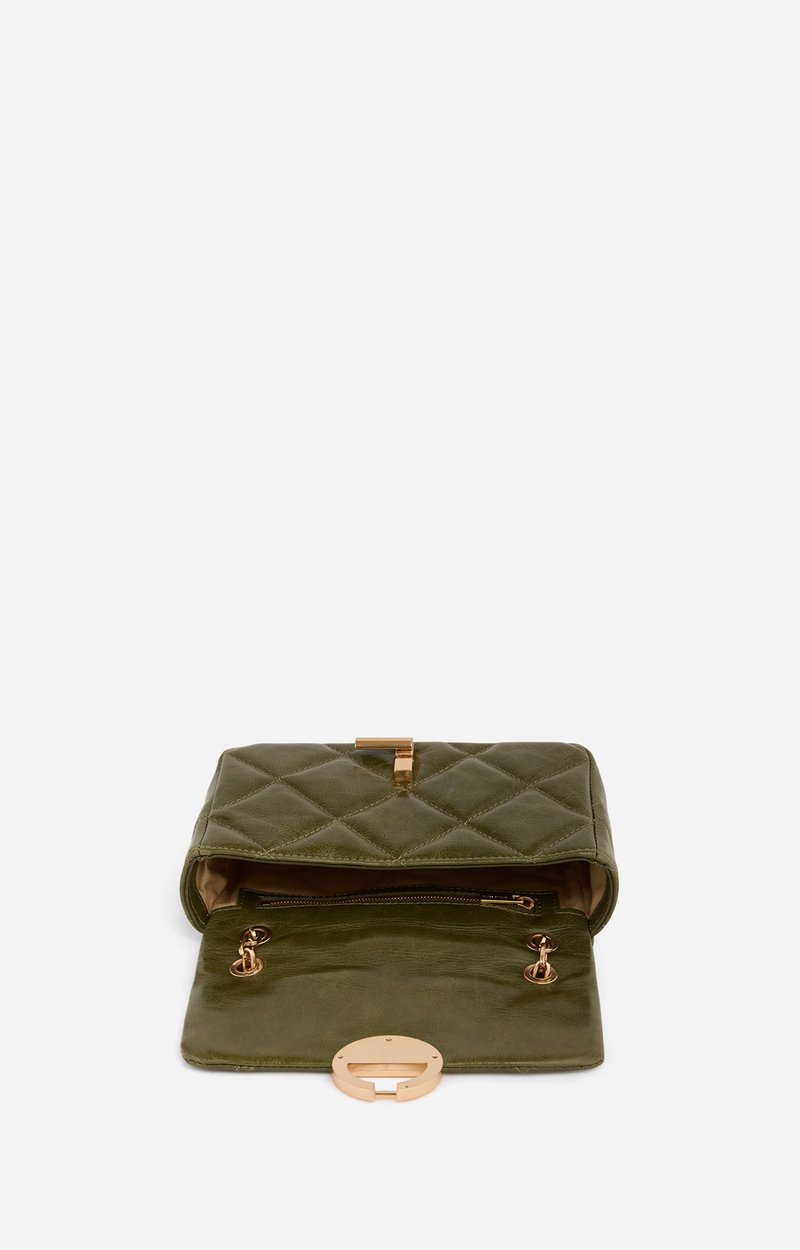 Medium Cracked Leather Moon Bag Crackled leather, gold clasp, made in Italy Wise Vanessa Bruno