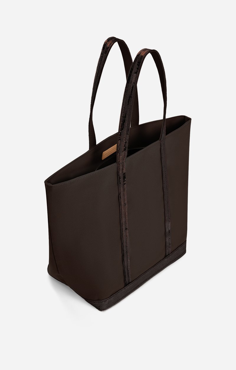 Canvas L Zipped Cabas Tote In canvas & sequins COFFEE Vanessa Bruno