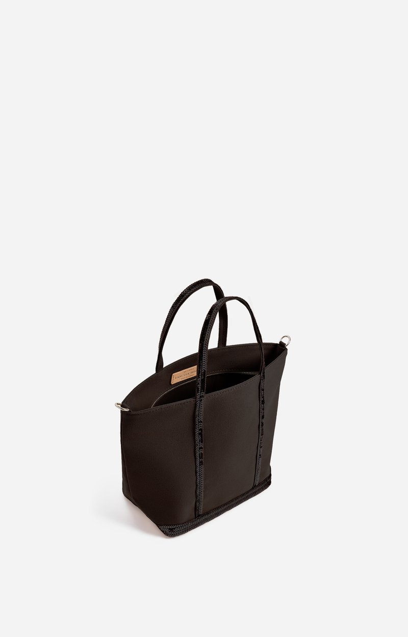 Canvas S Zipped Cabas Tote In canvas & sequins COFFEE Vanessa Bruno