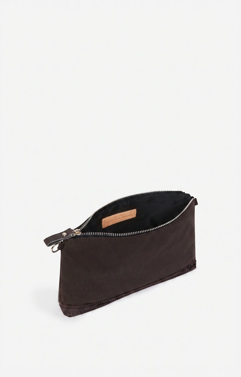 Canvas Zipped Pouch Pouch in canvas & sequins COFFEE Vanessa Bruno