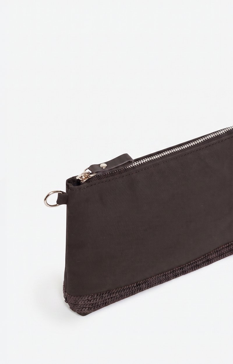 Canvas Zipped Pouch Pouch in canvas & sequins COFFEE Vanessa Bruno
