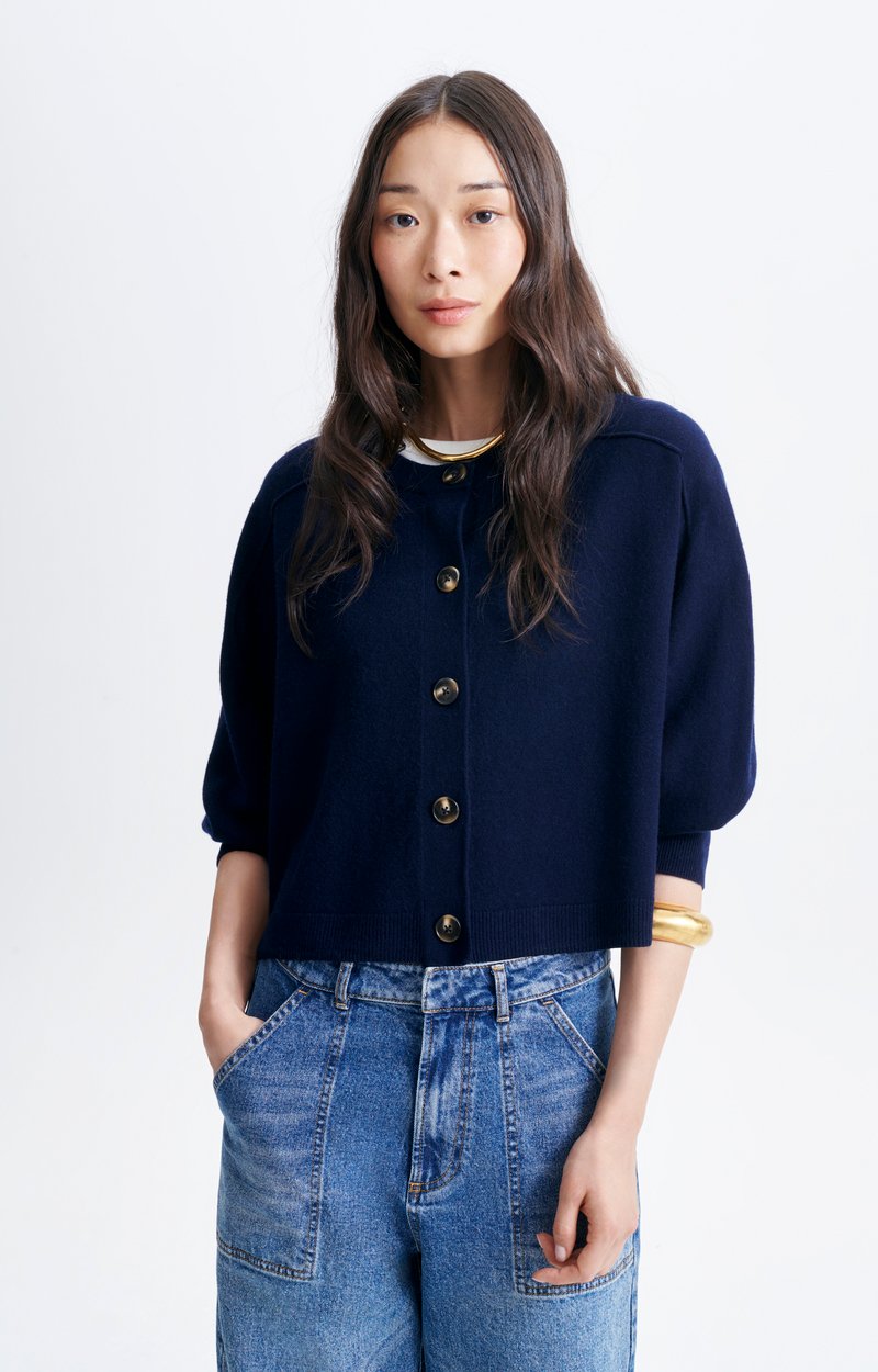 Douve Cardigan Cropped merino cardigan Navy Blue Vanessa Bruno