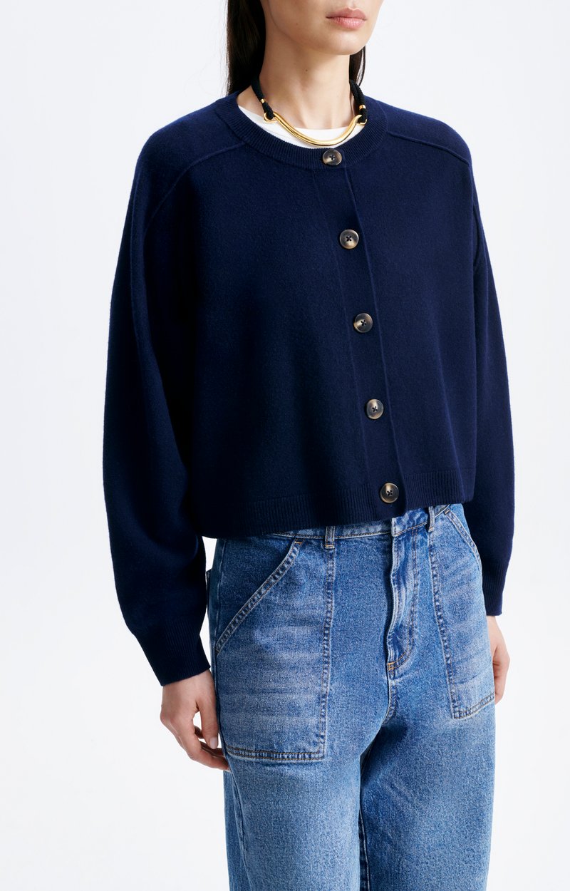 Douve Cardigan Cropped merino cardigan Navy Blue Vanessa Bruno