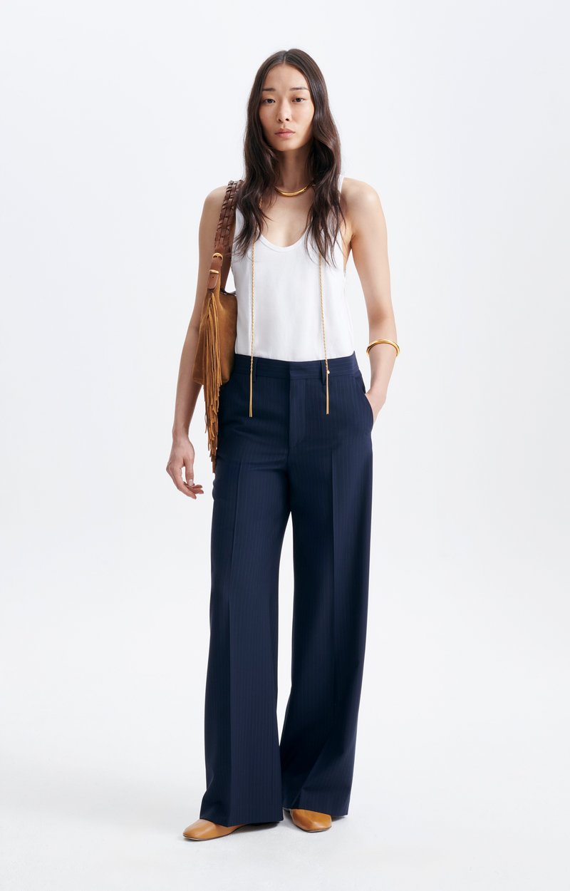 Dulce Pants Wide-leg flannel trousers, high waist Navy Blue Vanessa Bruno