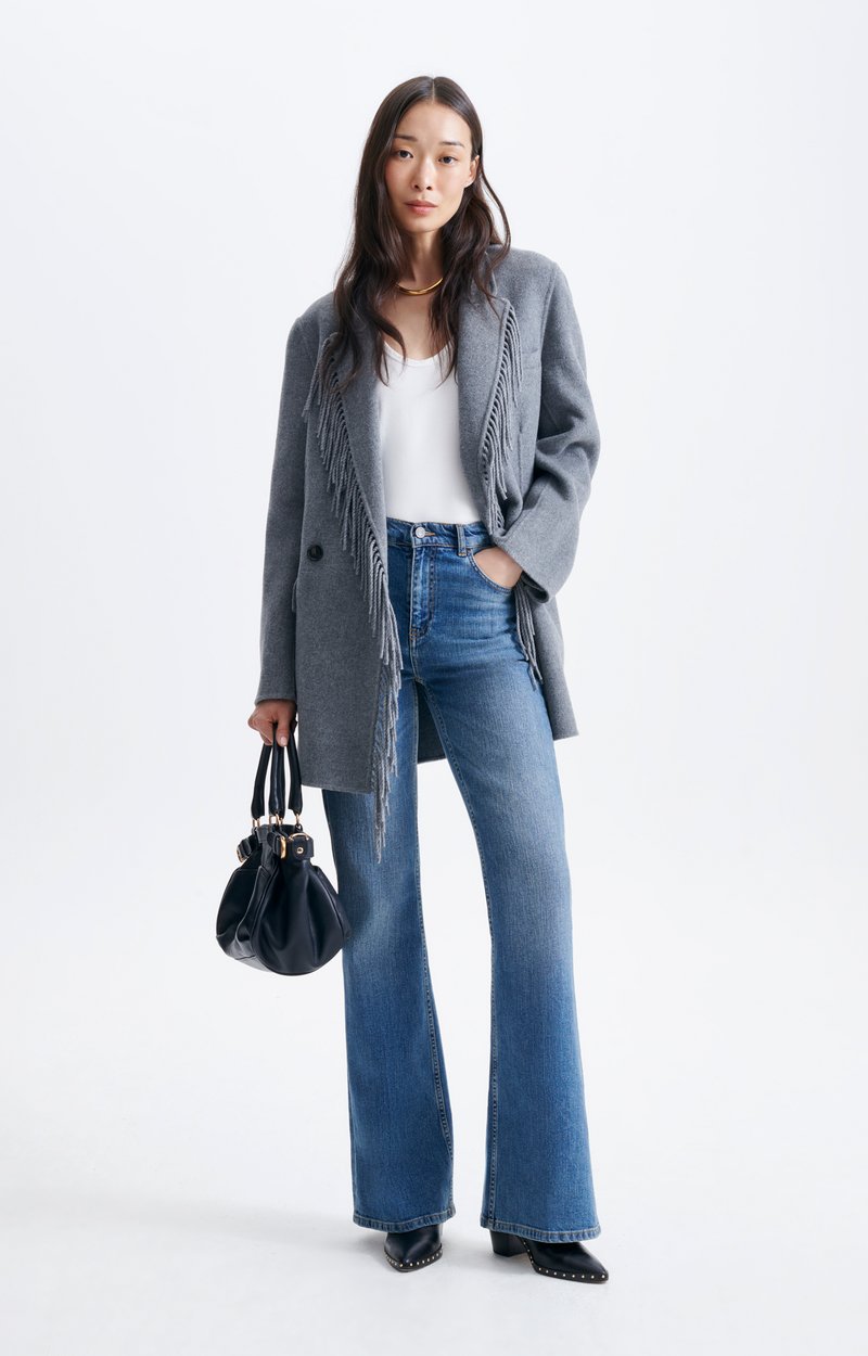 Helenka Jacket Fringed blazer in double-face wool, heather grey Tweed grey Vanessa Bruno