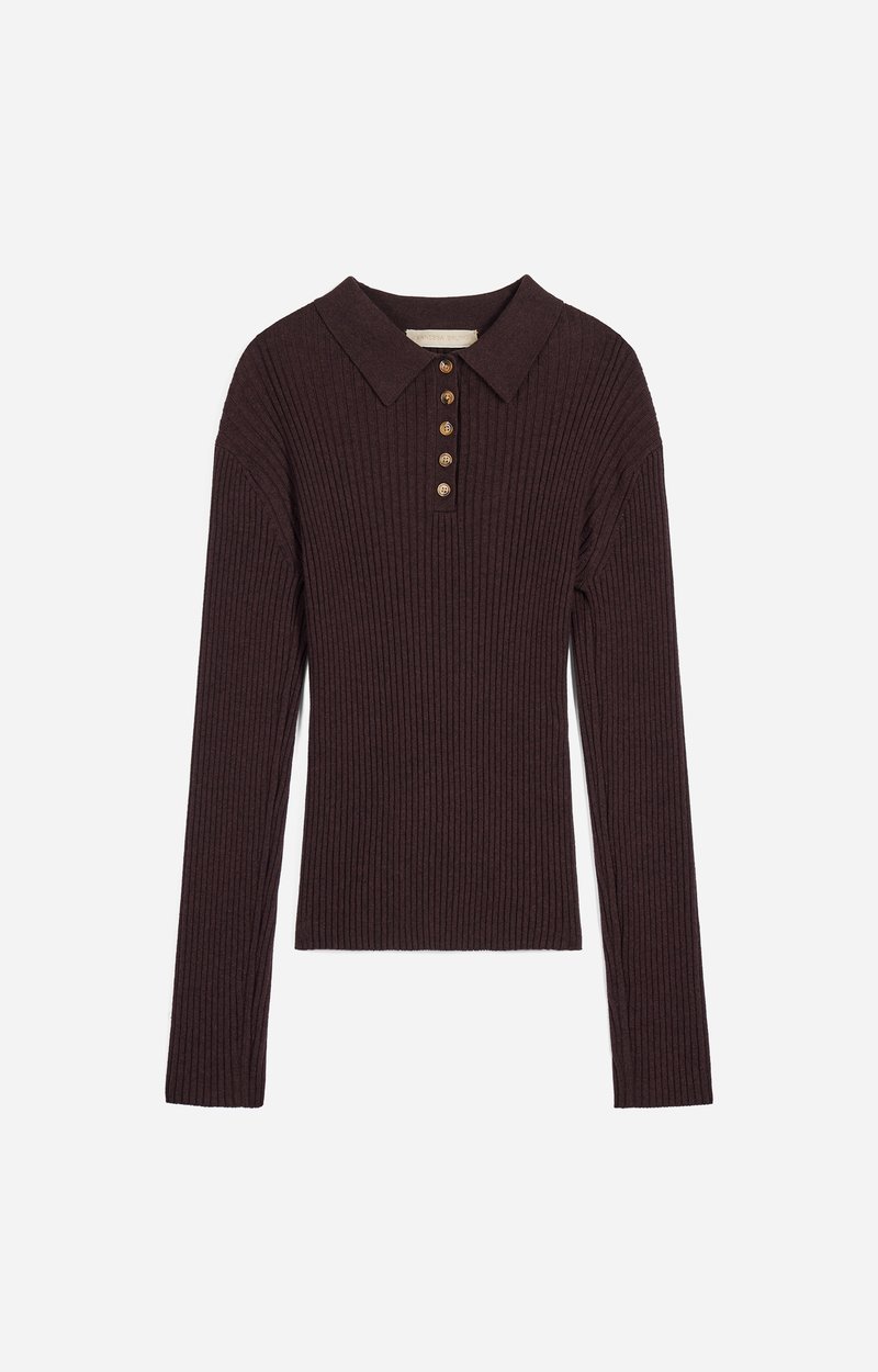 Hoche Polo Shirt, Ribbed merino knit polo