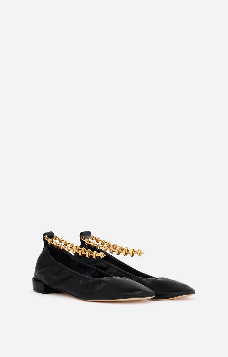 Chain Ballerina Flats Lambskin, gold chain Black Vanessa Bruno