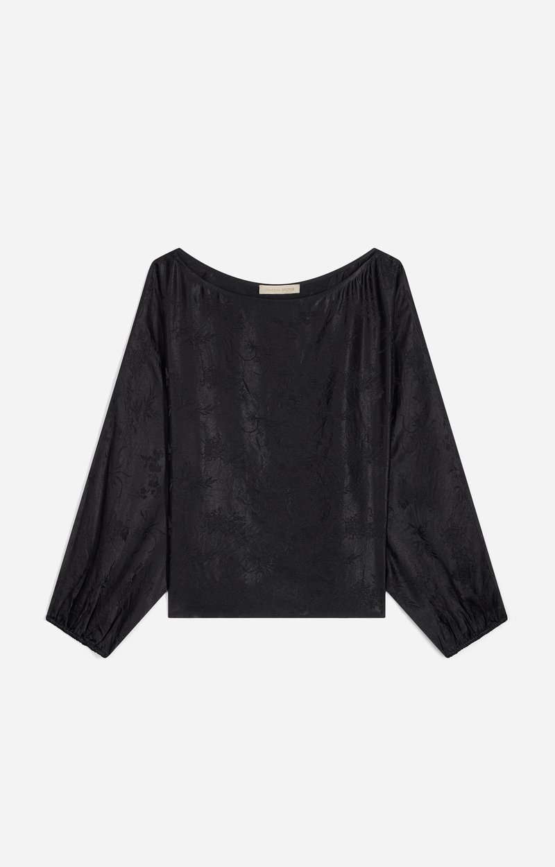 Hylf Blouse, Acetate jacquard blouse, boat neck