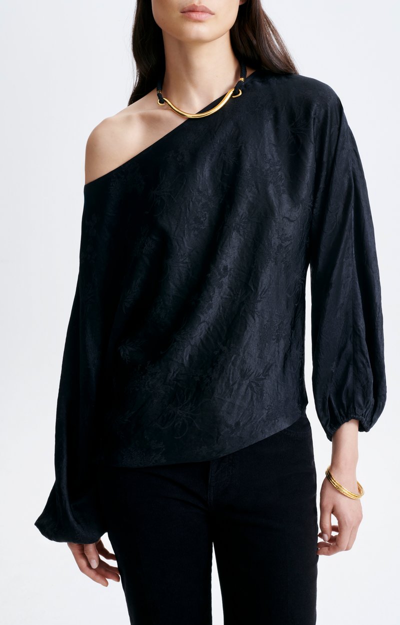 Hylf Blouse Acetate jacquard blouse, boat neck Black Vanessa Bruno
