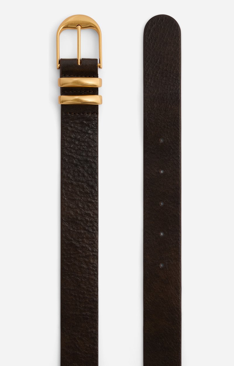 Caf&eacute; Leather Belt 30Mm Suede leather, gold buckle COFFEE Vanessa Bruno