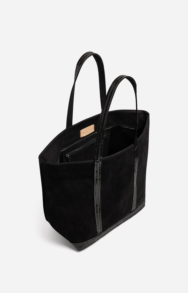 Nubuck Leather L Zipped Cabas Tote In leather, sequin trims Black Vanessa Bruno