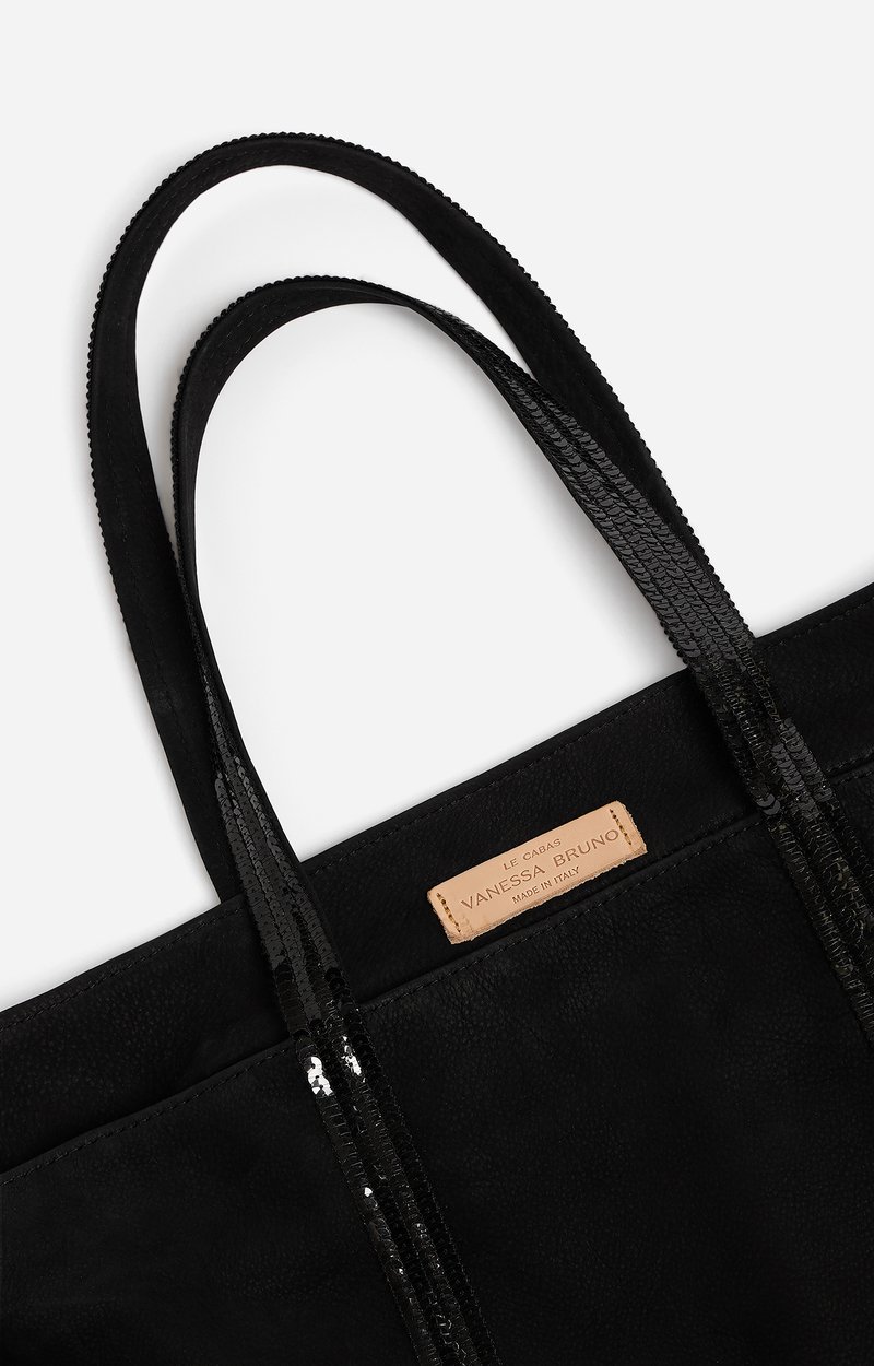 Nubuck Leather L Zipped Cabas Tote In leather, sequin trims Black Vanessa Bruno