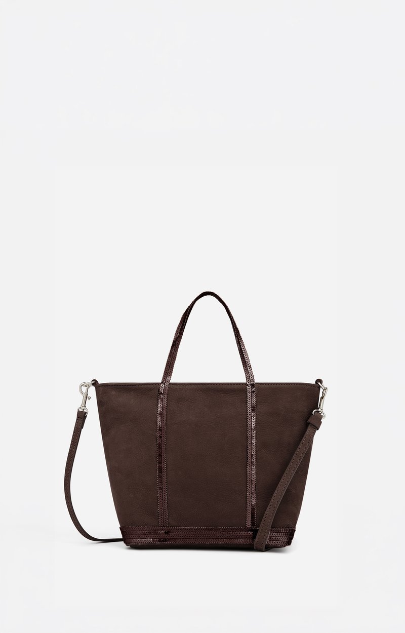 Nubuck Leather S Zipped Cabas Tote, In leather, sequin trims