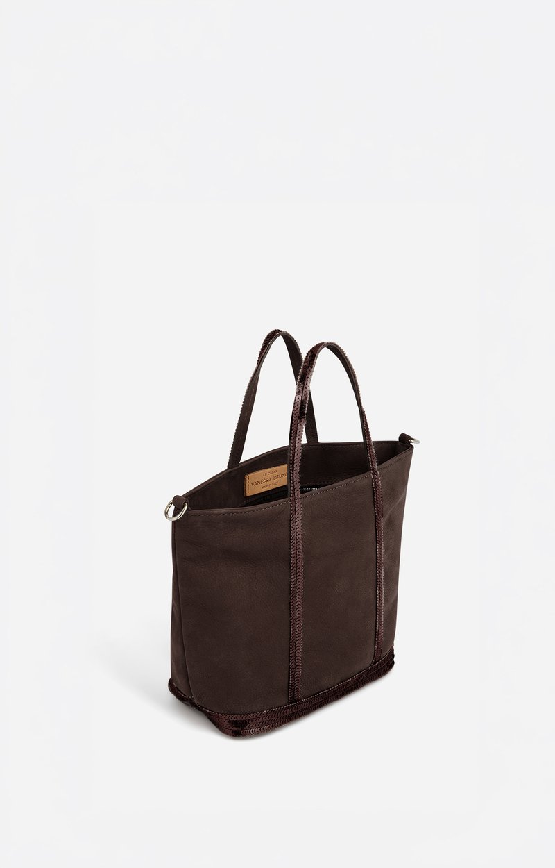 Nubuck Leather S Zipped Cabas Tote In leather, sequin trims CHOCOLATE Vanessa Bruno