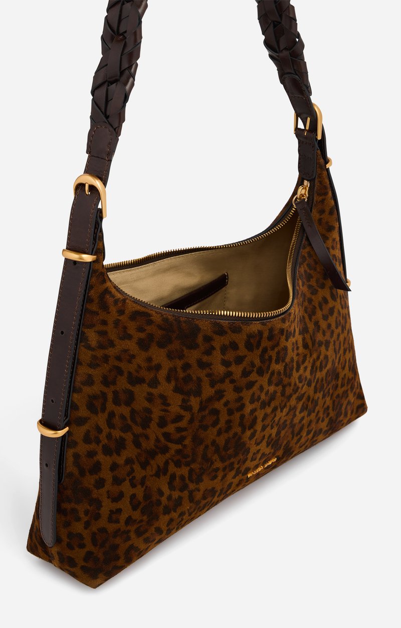 Small Jess Leopard Hobo Bag Leopard-print velvet leather Fawn Vanessa Bruno