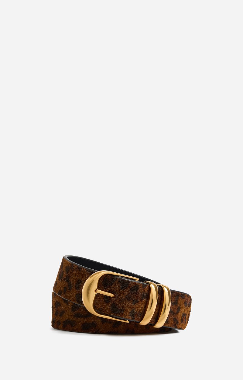Leopard Leather Blet 30Mm Leopard-print suede leather Fawn Vanessa Bruno
