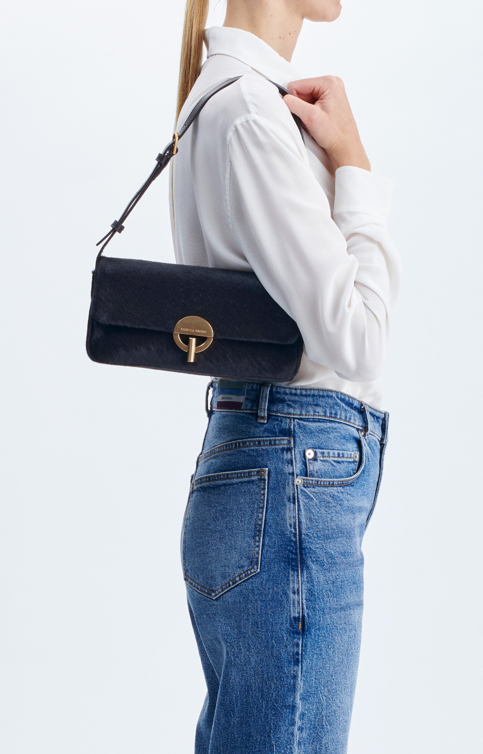 Leather Moon Baguette Bag Baguette version of the Moon, leather handle Amer Vanessa Bruno