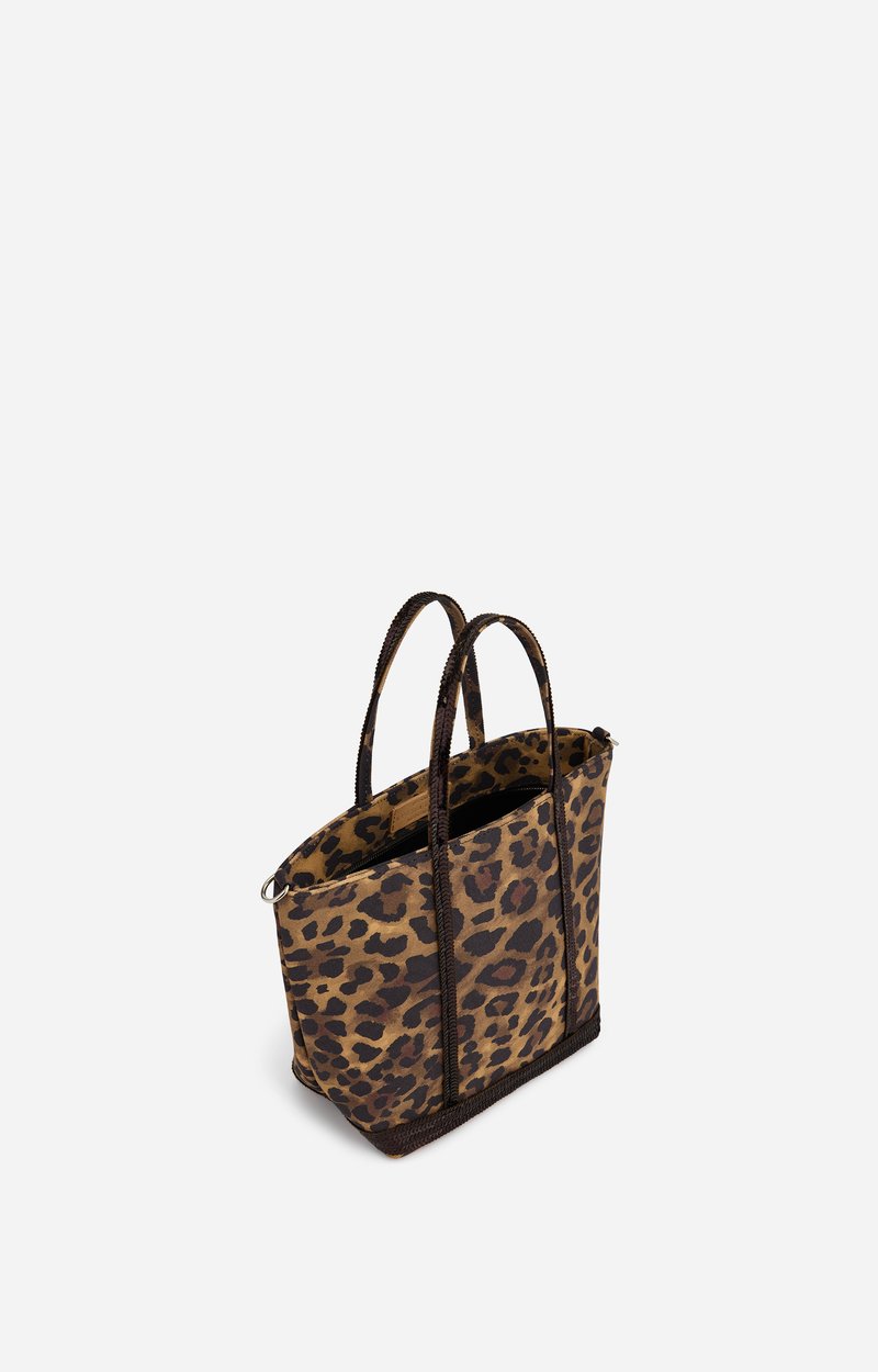 Leopard S Zipped Cabas Tote Leopard-print canvas, removable strap Fawn Vanessa Bruno