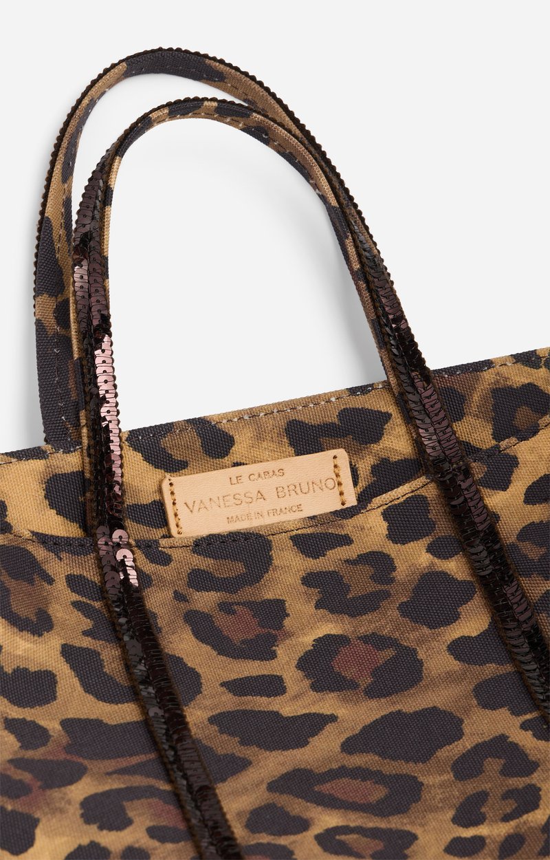 Leopard S Zipped Cabas Tote Leopard-print canvas, removable strap Fawn Vanessa Bruno