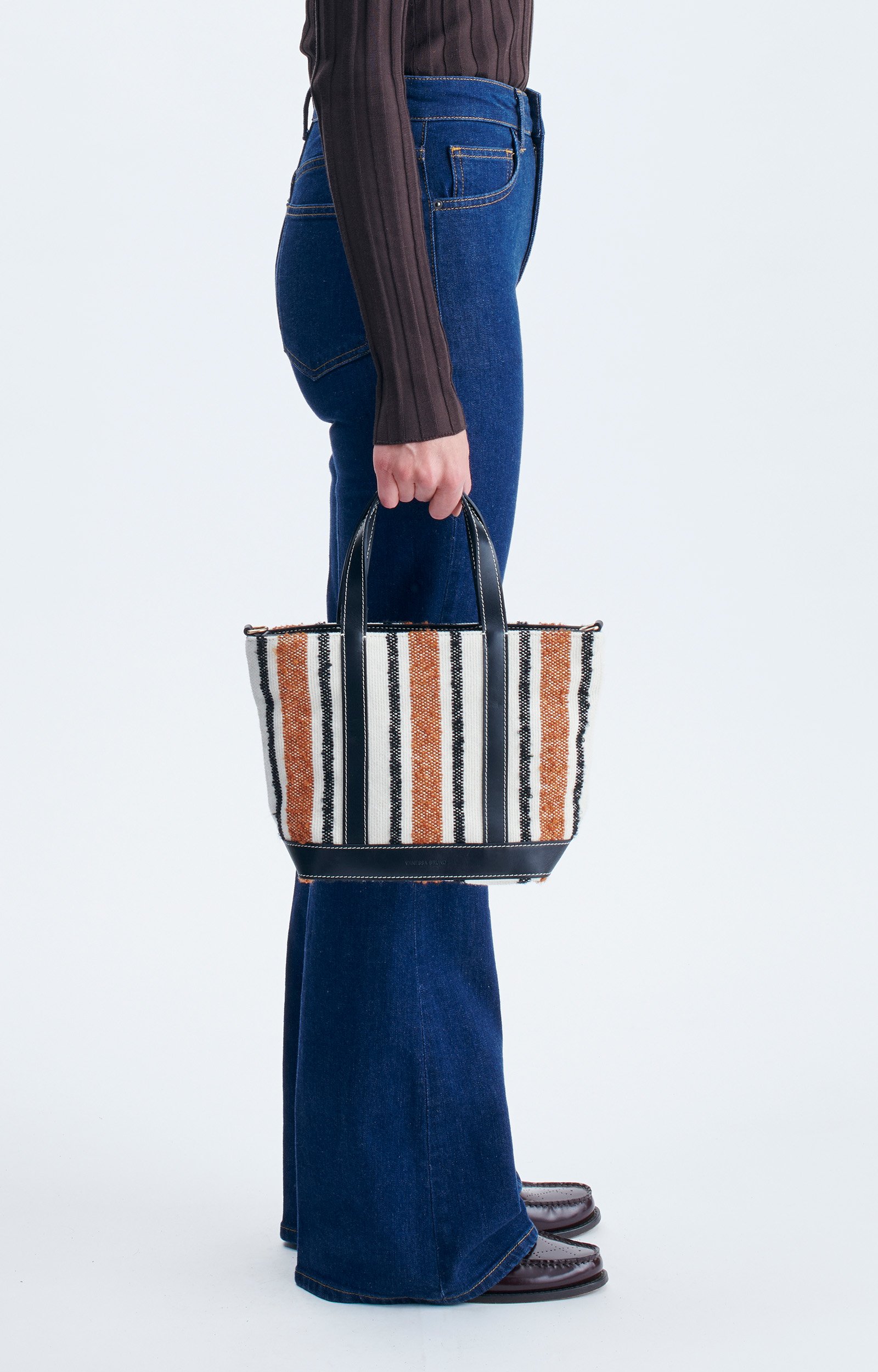 Woven S Zipped Cabas Tote Woven canvas, removable strap MULTICO/BISCUIT Vanessa Bruno