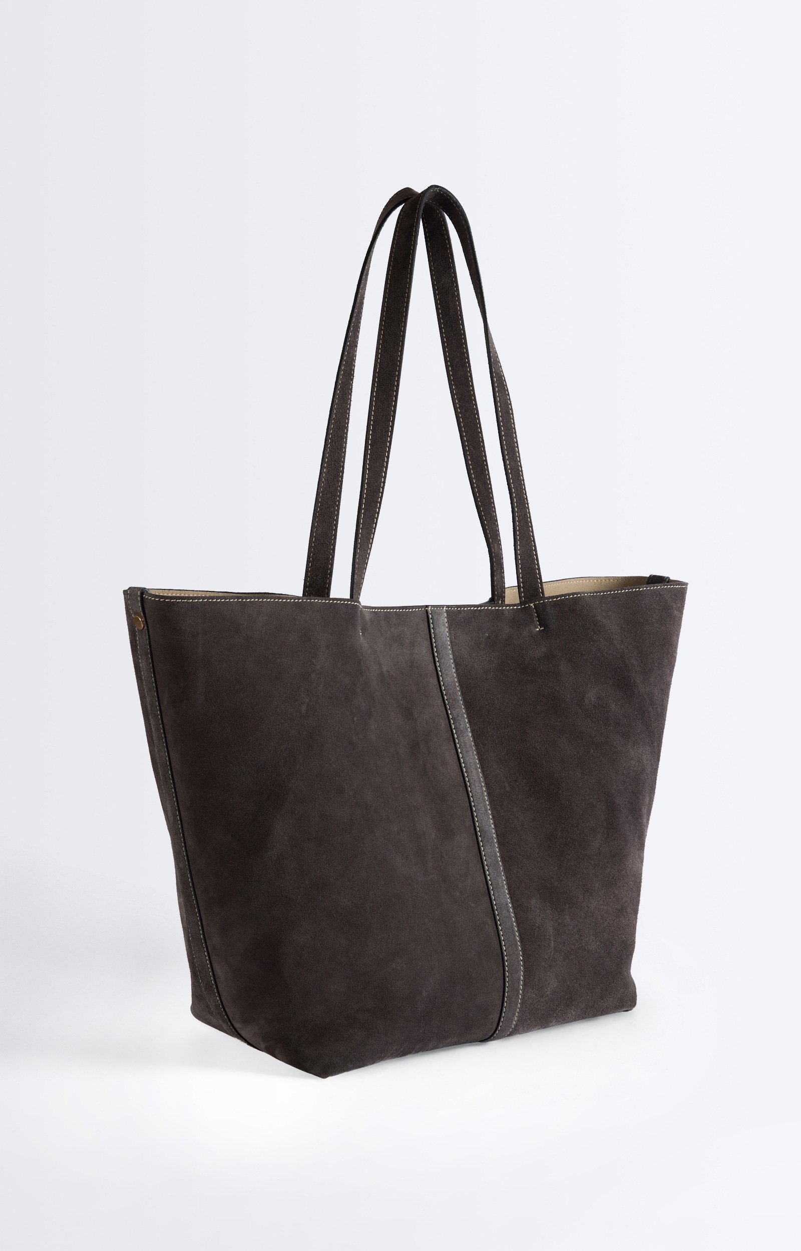 Large Calf Leather Daily Tote Suede leather tote, large size Alloy Vanessa Bruno