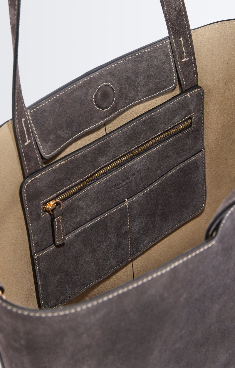 Large Calf Leather Daily Tote Suede leather tote, large size Alloy Vanessa Bruno