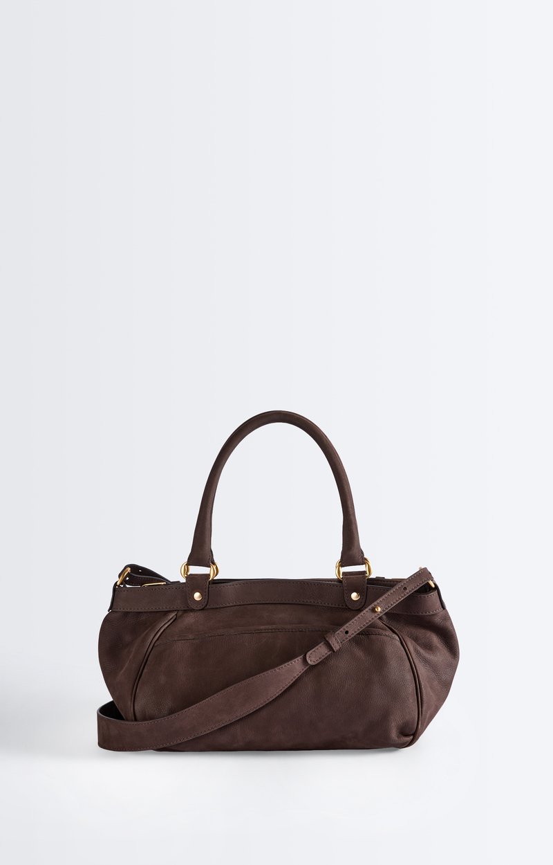 Small Nubuck Leather Lune Bag Cowhide leather handbag, 24H size CHOCOLATE Vanessa Bruno