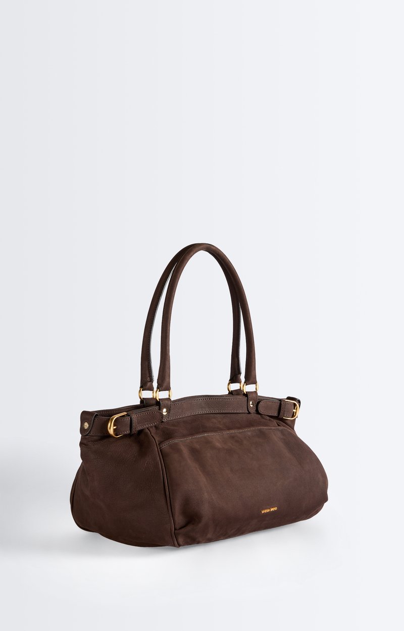 Large Nubuck Leather Lune Bag Cowhide leather handbag, 48H size CHOCOLATE Vanessa Bruno